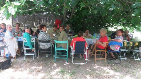 Convivialité : repas partagé - A l'ombre bleue du figuier de la villa Georgette