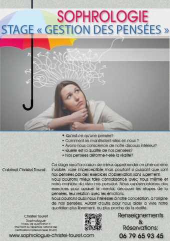 STAGE DECOUVERTE GESTION DES PENSEES  - 22 janvier 22. 15h-18h à  ST VINCENT DE B. 